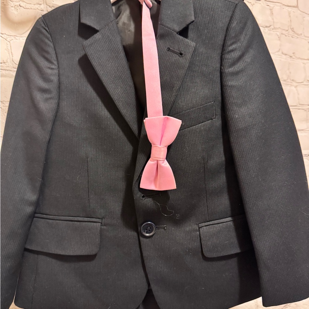 Black Blazer with Pink Bow Tie